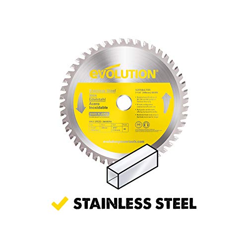 Evolution Power Tools Rage4 7-1/4-Inch Tct Multipurpose Cutting Chop Saw & Power Tools 185Bladess Stainless Steel Cutting Saw Blade, 7-1/4-Inch X 48-Tooth, Yellow #TOP5