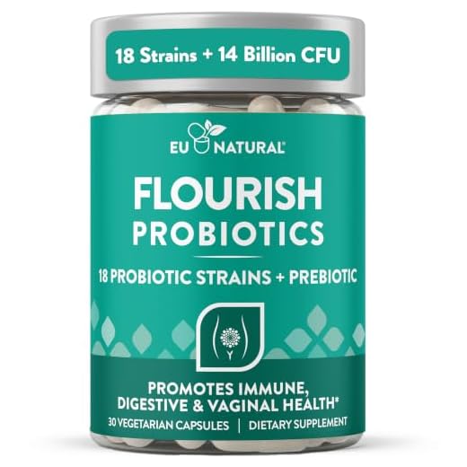 Flourish Probiotics + Prebiotics for Women – Gut & Digestion, Urinary Tract, Reduce Bloating, Vaginal Health – 18 Clinically Proven Strains, 14 Billion CFU – 30 Shelf-Stable Mini Vegetarian Capsules