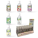 Alto contenido en alcohol 70% Gel Hidroalcohólico 70% alcohol 60 ml (6 aromas mixtos x 4 unidades), 24 unidades, Fabricado en España