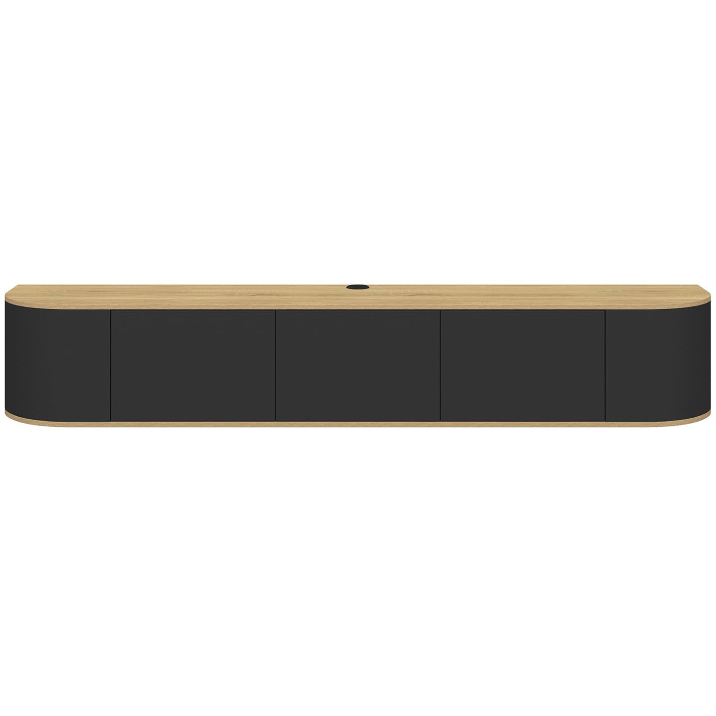 IDMarket - Meuble TV 180 cm Suspendu Leora 3 Portes Bois et Noir