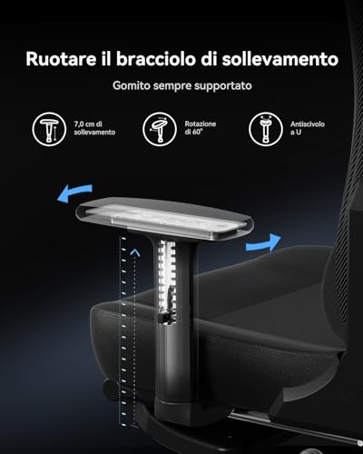 AutoFull C3 Sedia da Gaming Ergonomica | Gaming Chair con Braccioli 2D, Poggiapiedi, Poggiatesta & Cuscino Lombare | Portata 150?kg | Tessuto Confortevole (Nero) - Immagine 2