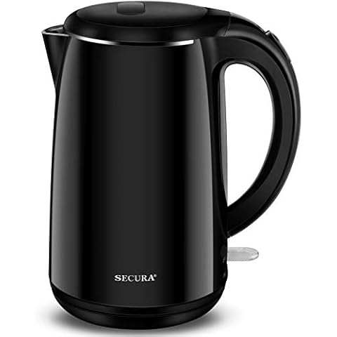 Secura SWK-1701DB The Original Stainless Steel Double Wall Electric Water Kettle 1.8 Quart, Black Onyx Cover