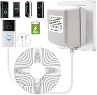 Doorbell Transformer 24V500MA, Visual Doorbell AC Power Adapter, Suitable for Most Versions of Ring Doorbell and Thermostat (8M extension cable white)