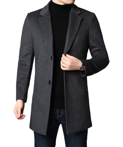 [GmrvaMen] チェスターコート ビジネスコート メンズ ウールコート メルトン コート ロング丈 厚手 防寒着 通勤 紳士服 アウター カジュアル 秋冬 秋服 冬服 (グレー, 2XL) - GmrvaMen - 商品画像