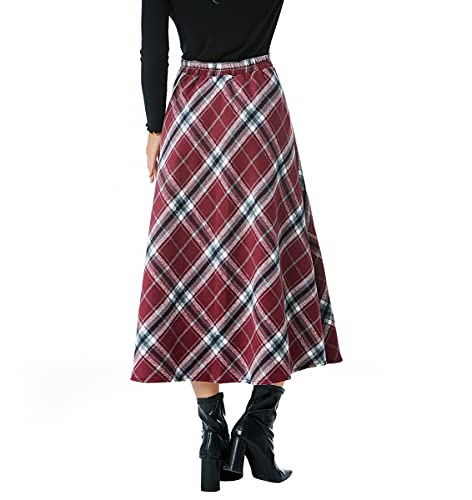 Jupe longue hiver taille haute élastique plissée coupe trapèze - 6