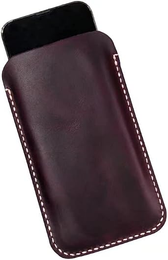 Premium Leather Thin Cell Phone Cases, Minimalist Luxury Leather Sleeve Compatible with iPhone 17 16 15 14Pro Max Slim Pocket Pouch, Custom Fit Available X09-LPL05S