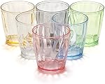 Hedume Ensemble de 6 Verres à boire en plastique haut de gamme, 6 Couleurs 10.5 Coupes à tumbler empilables Oz, BPA Gratuit