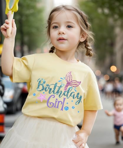 Image of Birthday Girl Shirt 2nd 3rd 4th 5th 6th 7th Girls Birthday Tshirts Cotton Short Sleeve Tee Tops Outfit