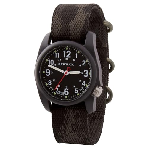 BERTUCCI Men's Black Dial Black Multicam Webbing Band Analog Japanese Quartz Watch