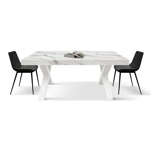 PAZZO DESIGN Table extensible Mimmo, pour salon, cuisine, pieds croisés