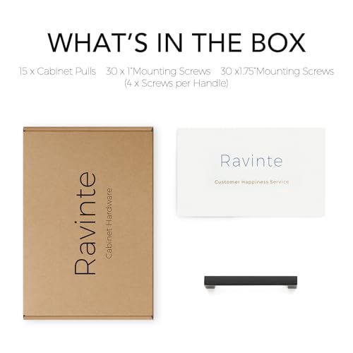 Image of Ravinte 15 Pack Solid 3-1 /2 Inch Kitchen Square Cabinet Handles Matte Black Pulls Drawer Pulls Kitchen Cabinet Hardware Flat Black Handles