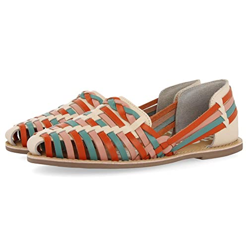 BALLERINES EN PEAU DE TYPE HUARACHE MULTICOLORE À LANIÈRES POUR FEMME KLONDIKE