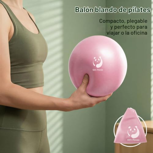 Miniatura 4 de Slim Panda Pelota De Pilates 23cm Con Bomba, Antiexplosión Antideslizante Pelota De Gimnasia,Soft Balones De Yoga Para Fitness,Entrenamiento Del Equilibrio Rosa Claro