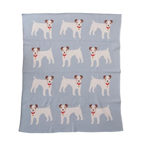 Image of Creative Co-Op Cotton Knit Baby Blanket with Terrior Dogs, 40 inch L x 32 inch W