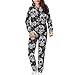 chaqlin Adult Onesie Pajamas Day of the Dead Fashion Zipper Sleepwear Skull Rose Print Women Onesie Halloween Costume Jumpsuit for Men One Piece Pajamas Playsuit with Pockets, Size 4XL