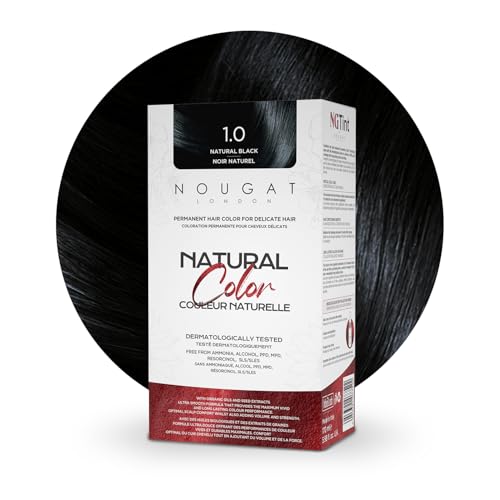 NOUGAT LONDON Natural Black Permanent Hair Dye Kit - 100% Gray Coverage, Ammonia Free & PPD Free for Sensitive Scalp - 3-in-1 Color, Repair & Nourish System with Anti-Aging Hair Mask & Essence