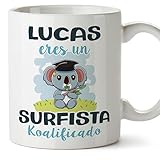 MUGFFINS Tazas Personalizadas para SURFISTA - En Español - Koalificados Personalizados - 11 oz / 330 ml - Regalo Personalizable original y divertido
