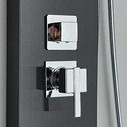 Sistema de torre de panel de ducha en acero inoxidable con lluvia, cascada y masaje miniatura 6