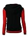 Stylish Color Contrast Long Sleeves Hoodie Varsity Jacket Black Red M
