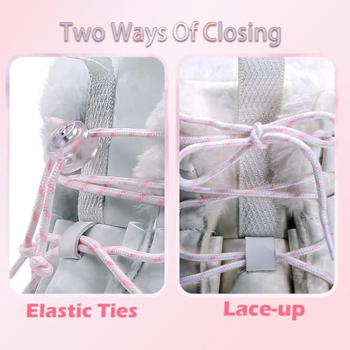 Girl Snow Boots Fashion Snap Lace-Up Warm High Top Girls Ankle Boots Outdoor Kids Waterproof Non-Slip Mid Calf Weather Shoes2