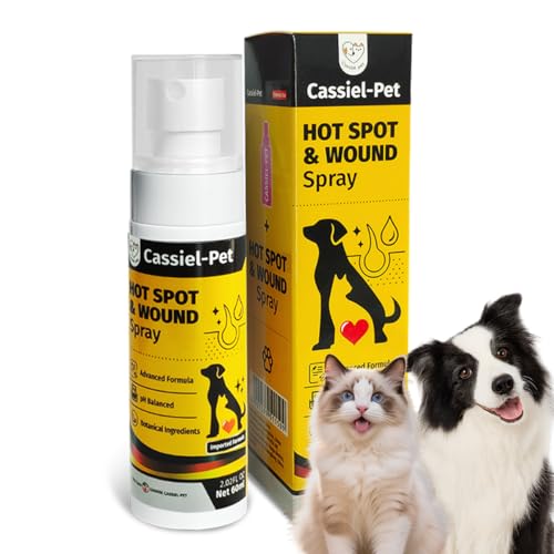 Cassiel pet Hot Spot Spray for Dogs Itch Relief Spray & Hot Spot Treatment for Dogs Cats Helps Alleviate Sensitive Skin Scratching and Licking of Coat for All Animals 2.02oz