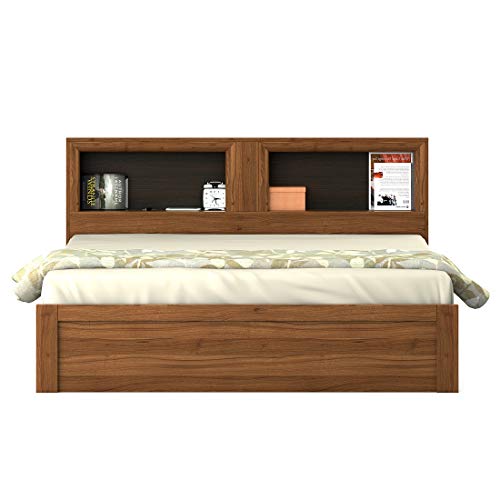 Image of Spacewood Blaze Queen Bed | Queen Size (78 X 60) Engineered Wood Bed with Box Storage| 3 Year Warranty | Modern Design | Natural Teak