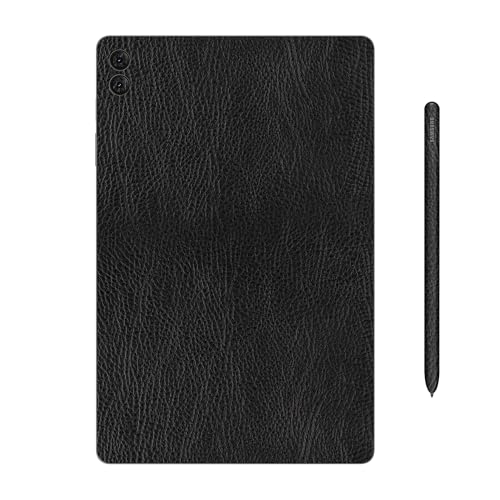 Image of Capes Tablet Skins Compatible with Samsung Galaxy Tab S9 FE Plus | Ultra-Thin Protective Film | Anti-Scratch Vinyl Decal Skin | Not Case /Cover (Black Leather, Back Skin + S Pen Skin)