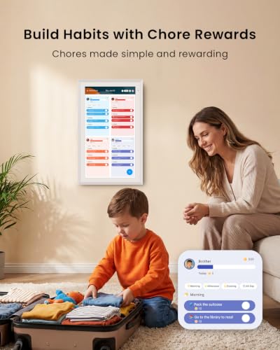 Image of Apolosign 15.6-inch Digital Family Calendar, No Subscription Fee, Smart Wall Planner with Calendar Sync, Chore Chart & Touchscreen Display for Busy Families, Dual Mode, with Stand(White)