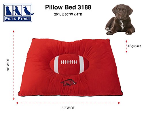Pets First Collegiate Pet Accessories, Dog Bed, Arkansas Razorbacks, 30 X 20 X 4 Inches #TOP1