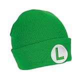 Bioworld Super Mario Luigi Logo Embroidery Standard Cuff Acrylic Knit Beanie Cuff Beanie