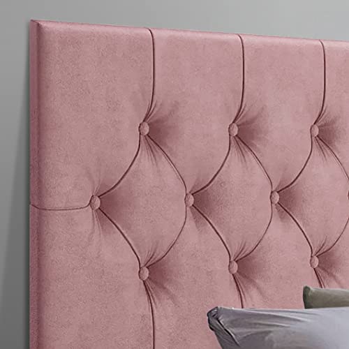 Cabeceira Estofada Captonê Suspensa Para Cama Box Casal 1,40 Suede (Rosa)
