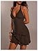 SHENHE Women's Sexy Halter Deep V Neck Backless Mini Dress Layered Bodycon Y2k Party Dress Brown Medium