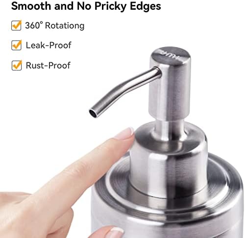 Amazon Brand  Umi Stainless Steel Soap Dispenser for Kitchen Sink, Bathroom, Refillable Countertop Hand Dish Lotion Pump Bottle - 300ml, Silver