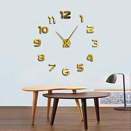 Relojes de pared gigantes de bricolaje Diseño moderno simple Efecto de espejo 3D bricolaje Números de Arabia grandes Etiqueta de reloj de pared Decoración Cover
