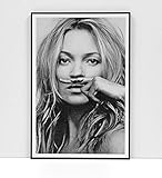  BaikalGallery Cuadro Enmarcado Kate Moss (P2682)- Moldura Aluminio Negro Mate - Montaje en Panel Adhesivo y Rígido de 1cm (Foam)- Laminado Acabado Mate (Sin Cristal) (40x60cm)