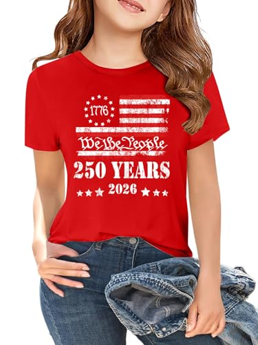 Image of CAZYCHILD Kids 250 Anniversary USA Shirts 250 Year American Flag Tshirt Boys and Girls Happy 250th Tee 4th of July Tops