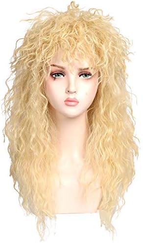 ColorGround Long Curly 80s Rocker Mullet Cosplay Wig for Women