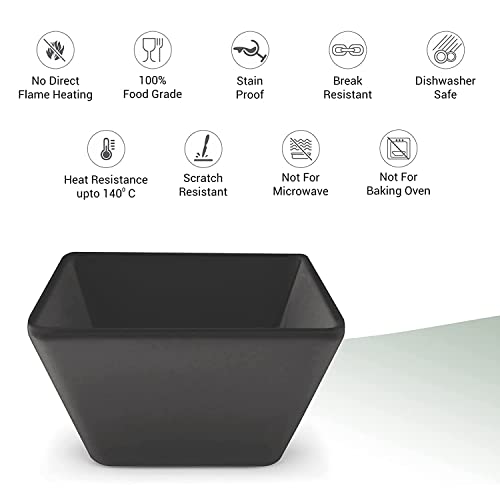 Image of Large Square Velocity Food Container Melamine Bowl / 4500 Ml (Black)