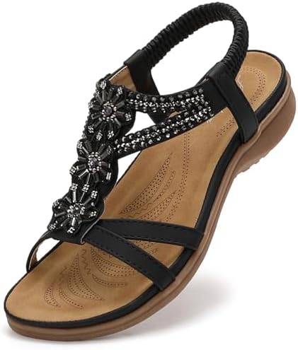 Littleplum Damen Sandalen Sommer Flach Sandalette Bohemia Strand ...