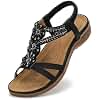 Littleplum Women's Sandals Summer Flat Sandalette Bohemia Beach Sandals, Black, 39 EU