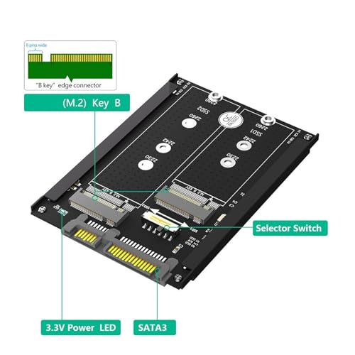 Adaptador NGFF B M Key M.2 SSD con carcasa combo SATA 2.5 pulg. miniatura 5