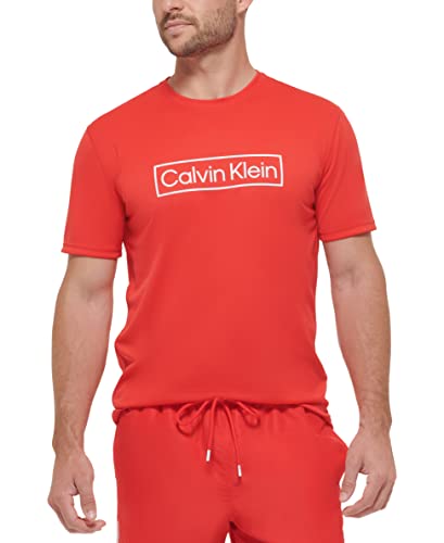 Consejos para Comprar Deportes Caballero favoritos de las personas. 42 Calvin Klein Manga Corta Ligera de Secado rápido para Hombre, protección UPF 40+, Rojo -, Medium