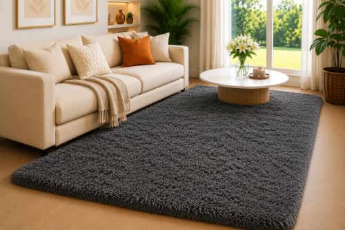 Image of Shaggy Carpet 3x5 Ft for Living Room & Bedroom (Grey)