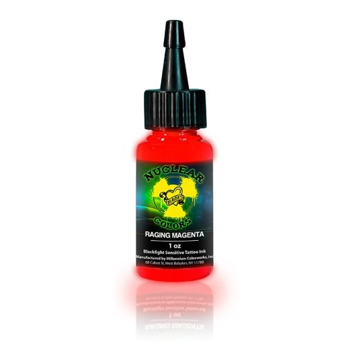 MOM'S Nuclear UV Blacklight Colors Tattoo Ink - Raging Magenta UV Blacklight Ink - 1/2oz