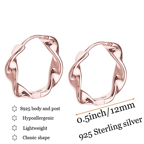 Rose Gold Earrings Small Hoop Earrings For Women Girls 18K Rose Gold Plated 925 Sterling Silver Mini Huggie Earring 12Mm #TOP7