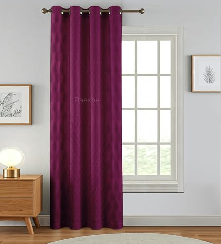Image of Heavy Long Crush Floral Design Curtains | 7ft Premium Polyester Punching Coin Pattern Curtains for Living Room, Bedroom, Door & Window | Modern Wine Home Decor Screens | Set of 1 Pieces