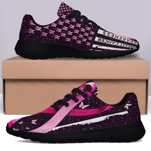 Sonzj-II Breast Cancer Awareness Sneakers Women Mesh Breathable Tennis Walking Running Shoes3