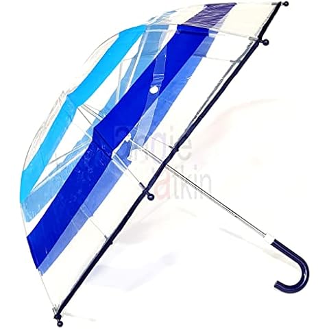 Childrens Pink Blue Childs Brolly Boys & Girls KIds Umbrella Clear PVC Dome 5 Designs Cover
