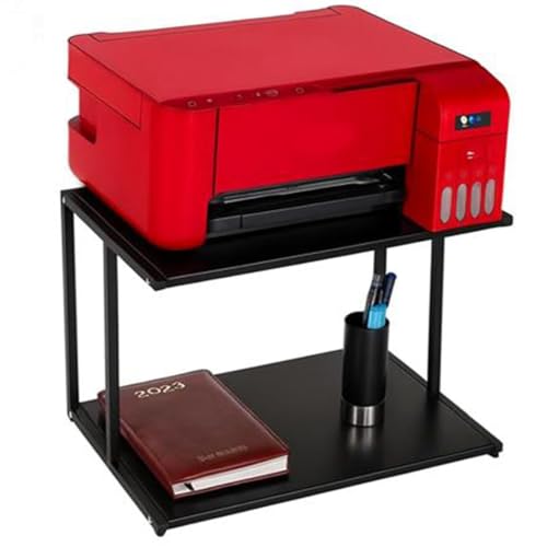 Image of Space-Saving Printer Table with Storage - Durable Multipurpose Stand for Printers, Files, and Office Supplies - Compact & Sturdy Desktop Organizer for Home & Office Workstation Use