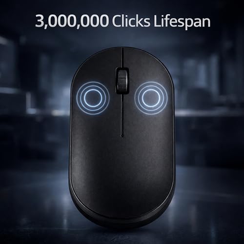 Image of ANT Globe 40 Dual-Mode Wireless Mouse| BT 5.0 /3.0 & 2.4GHz USB Optical Mouse | 1600 DPI Adjustable, 500mAh Rechargeable Battery, 3-Button Silent Click | Slim Mouse for Laptop, PC, Mac, Android Black